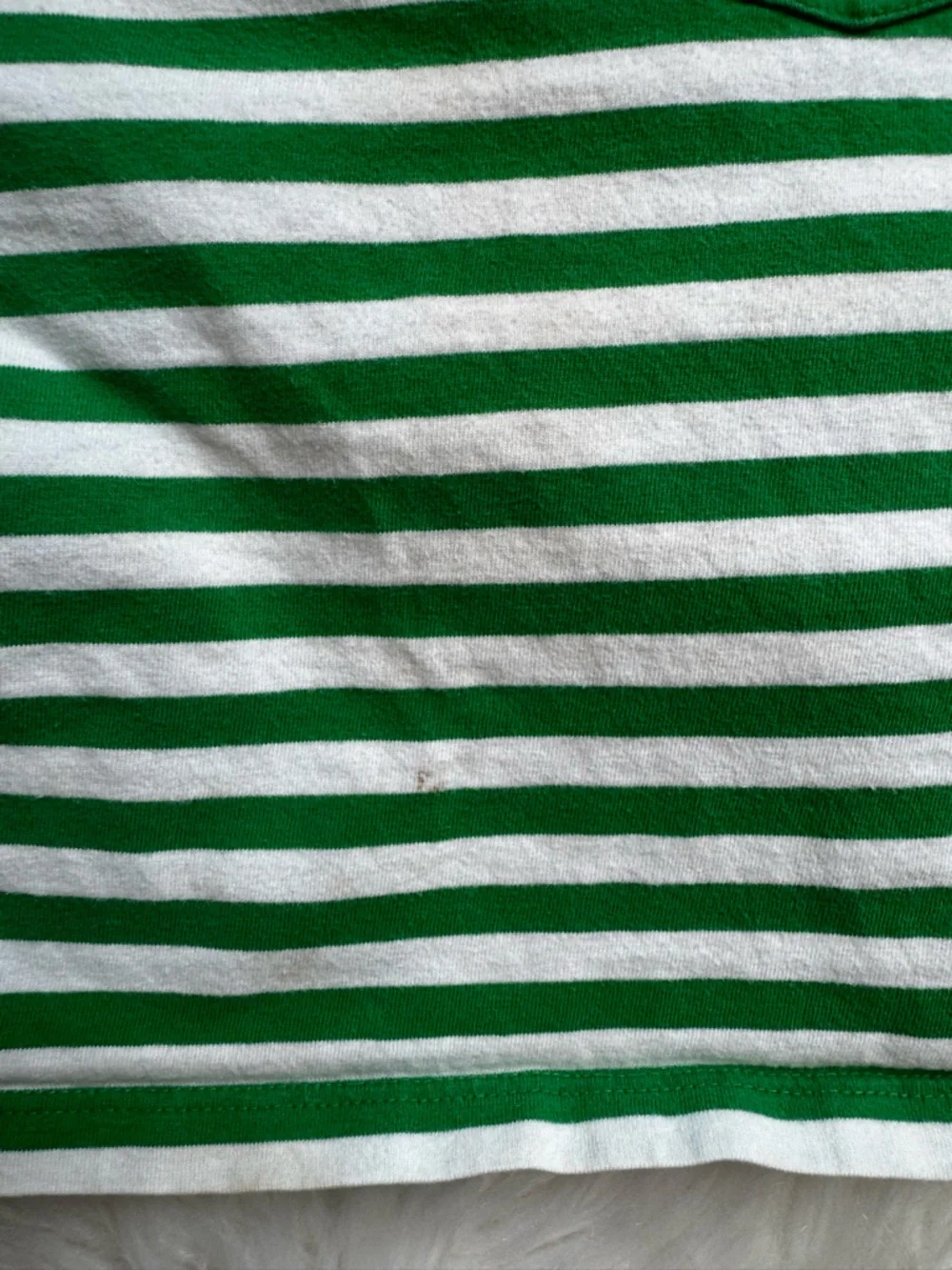 Ralph Lauren Green & White Striped Pocket Tee with Navy Trim